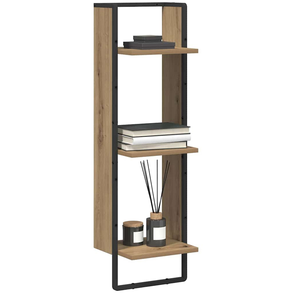 vidaXL 3 Shelf Artisan Oak Wall Shelf Image 3
