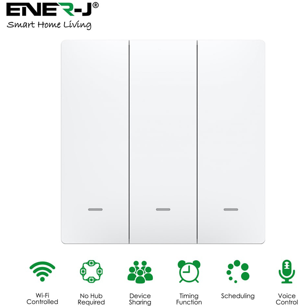 ENER-J 3 Gang Smart Push Button Smart Light Switch Image 6