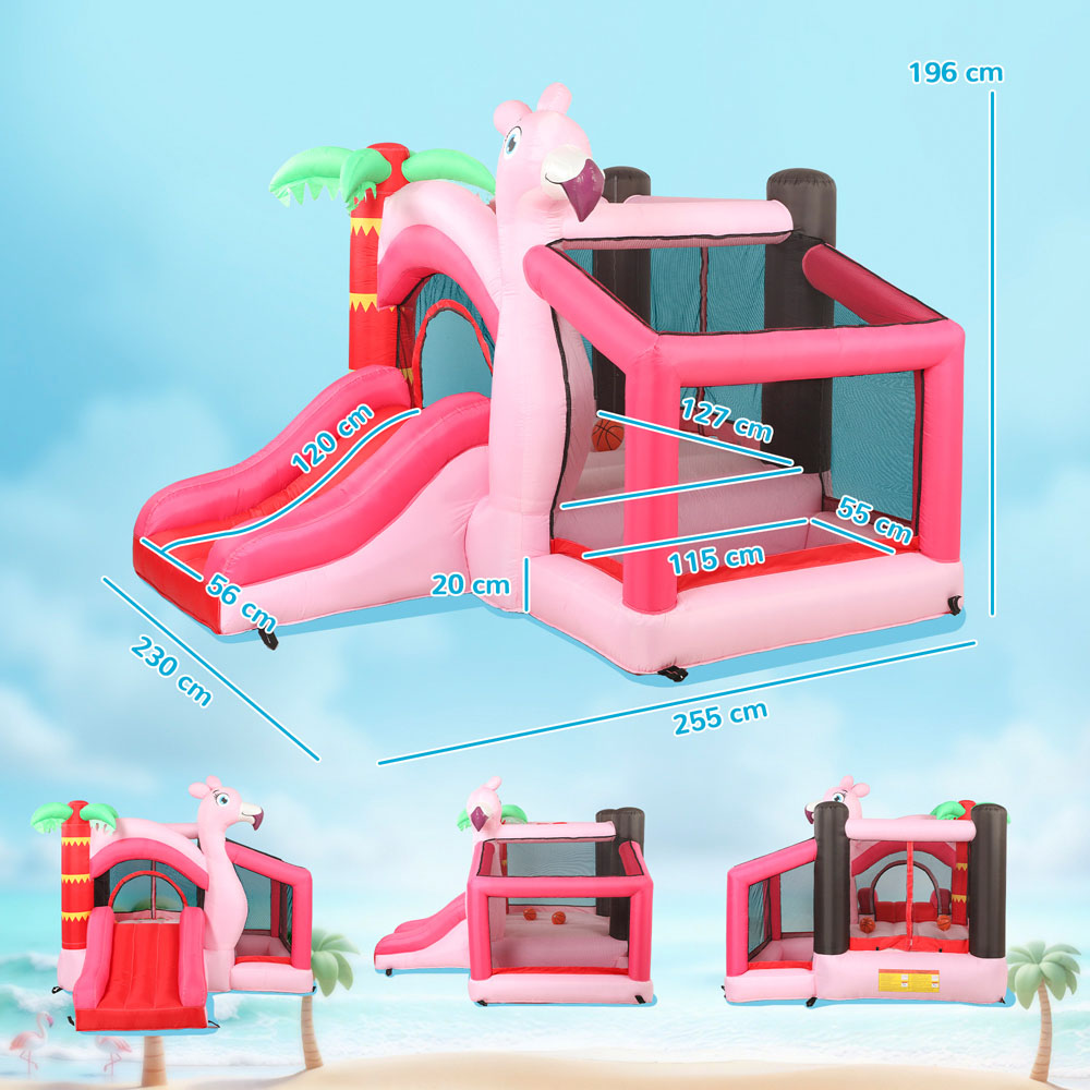 Tommy Toys AIYAPLAY 4-in-1 Kids Pink Flamingo Theme Inflatable Bounce House with Blower 370W Image 9