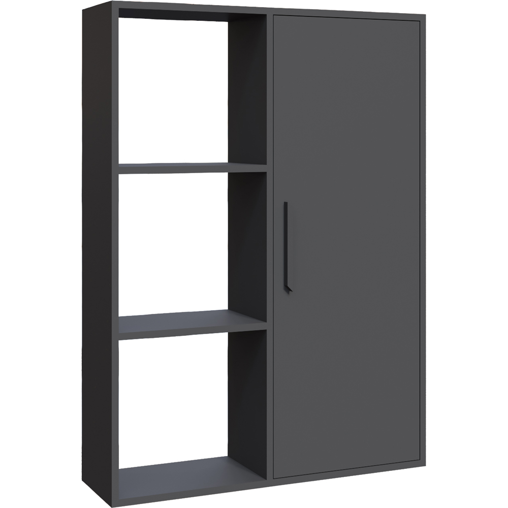 Decorotika Patrick Single Door 3 Shelf Anthracite Bookcase Image 2