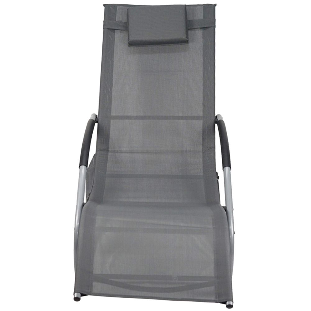 Gr8 Garden Grey Rocking and Reclining Sun Lounger with Pillow Headrest Image 3