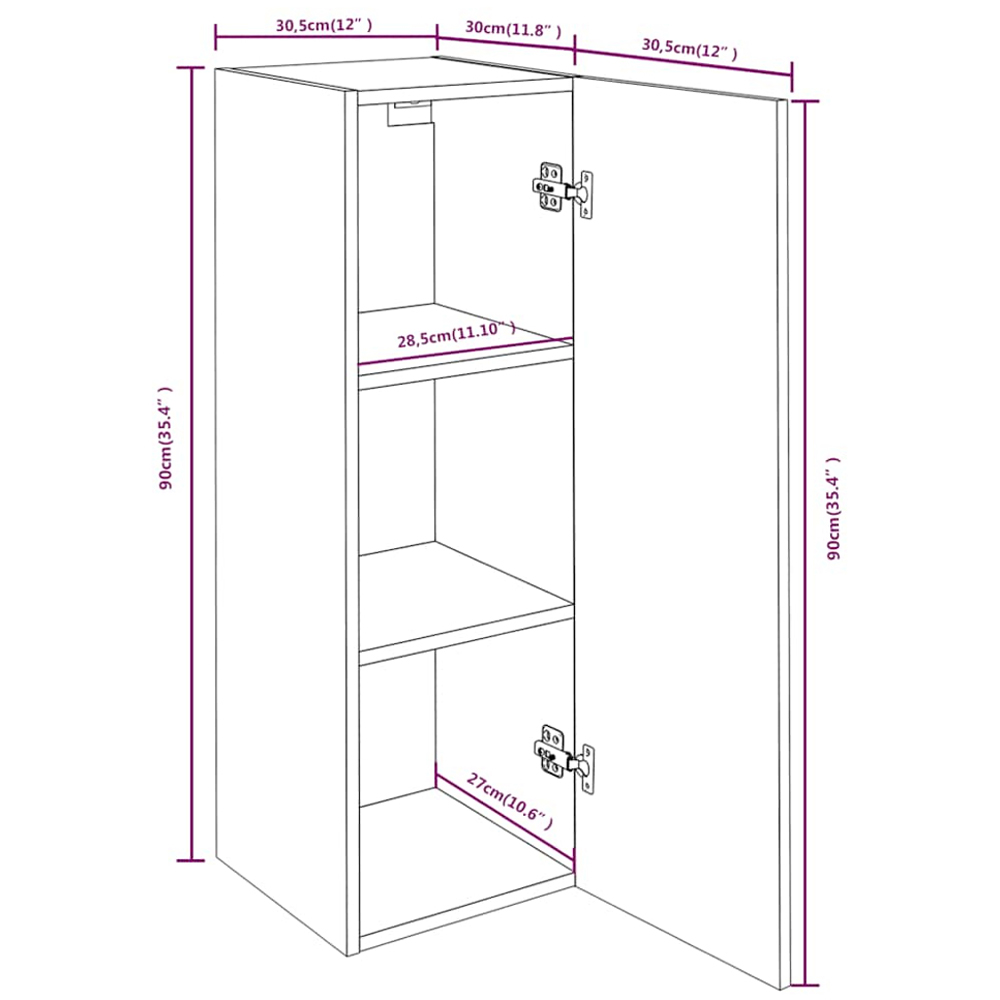 vidaXL Single Door Grey Sonoma TV Cabinet Image 9