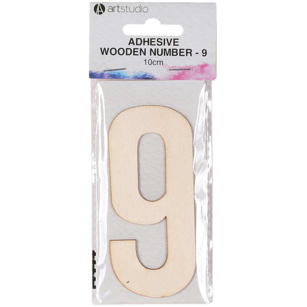 Adhesive Wooden Number - 9 Image