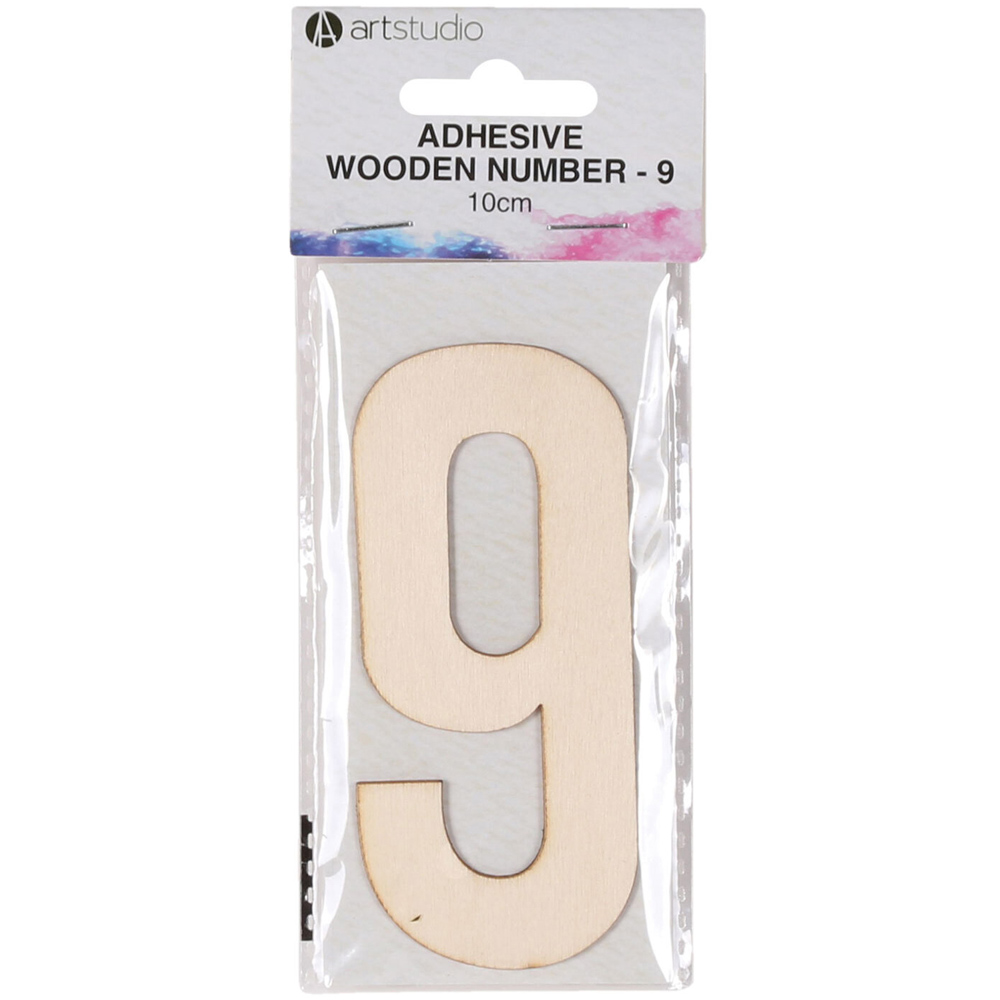Art Studio Adhesive Wooden Number - 9 Image