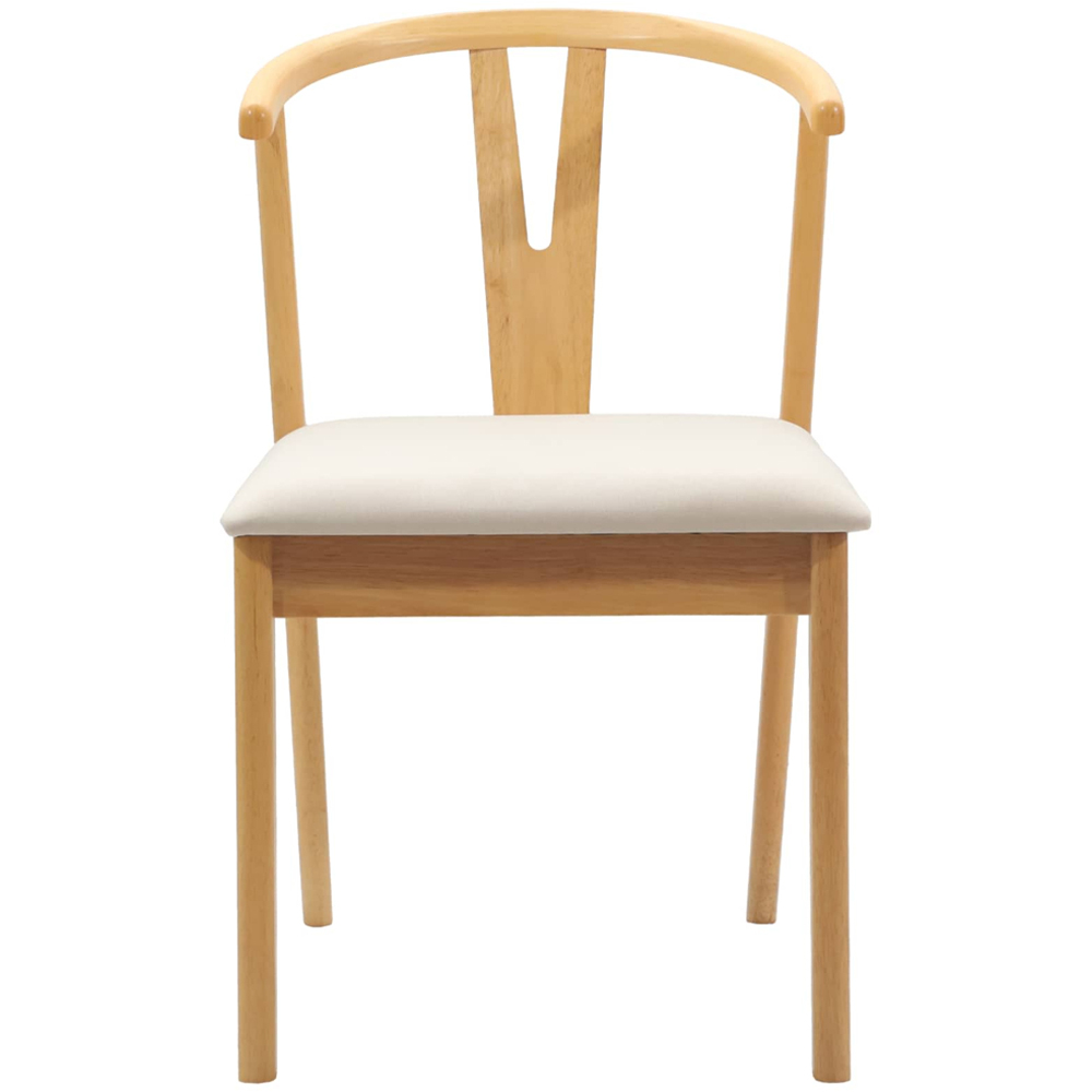 vidaXL Set of 2 Natural Rubberwood Dining Chairs Image 3
