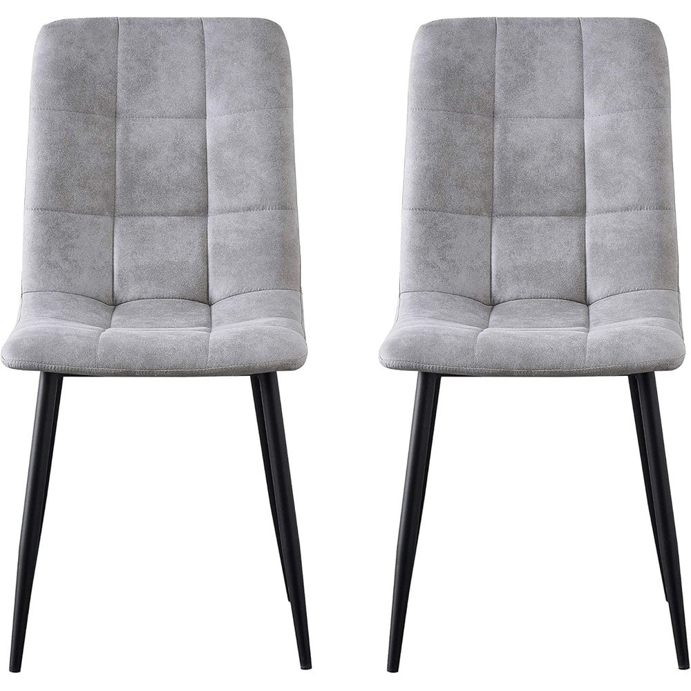 wilko Henri Set of 4 Light Grey Faux Suede Leather Dining Chairs Image 4
