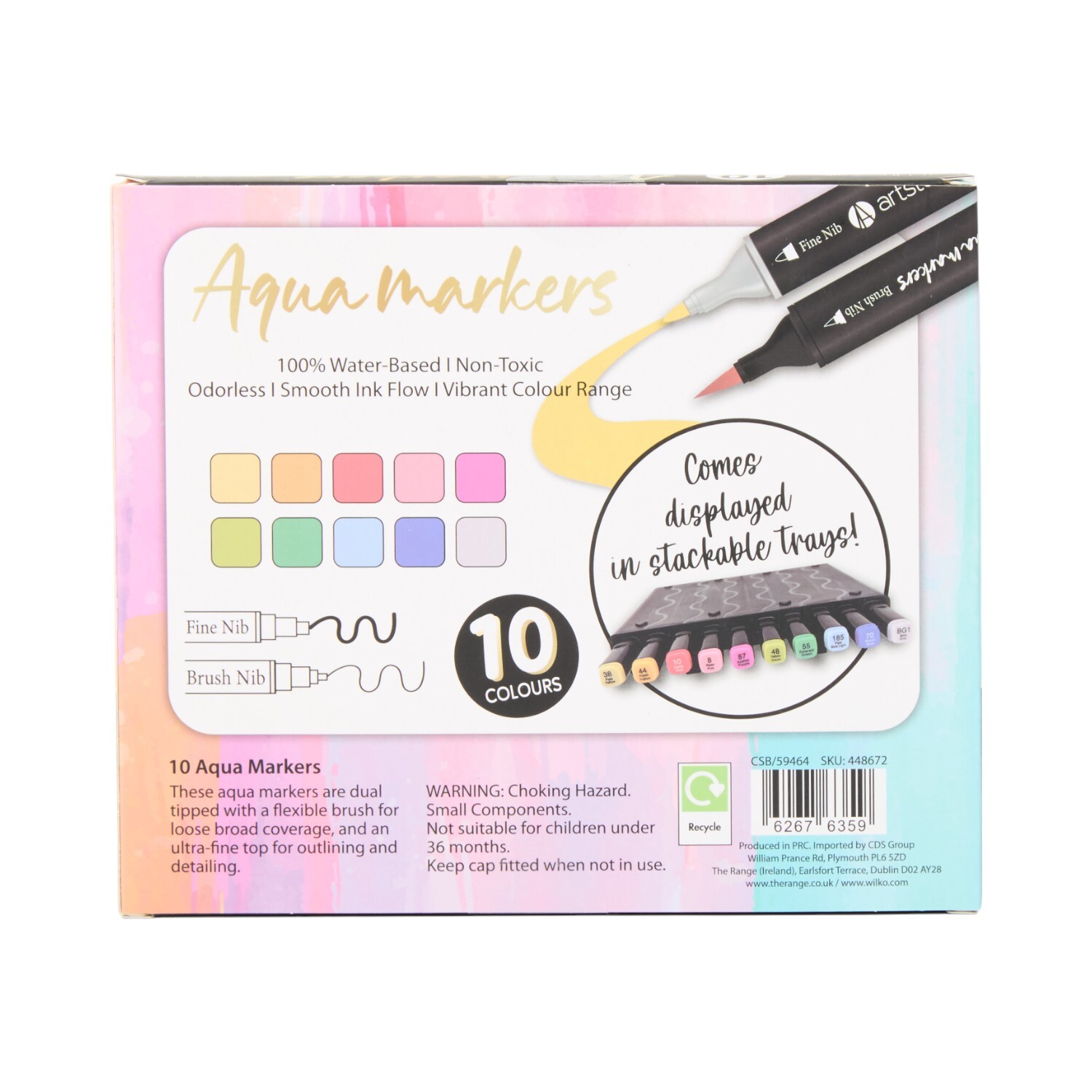Pack of 10 Dual Tip Aqua Markers Image 2