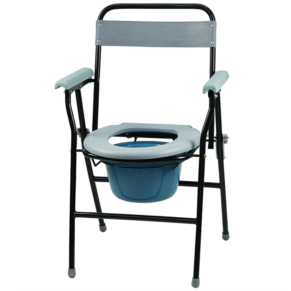 Gr8 Home Folding Steel Commode Toilet Chair and Pan Image 1