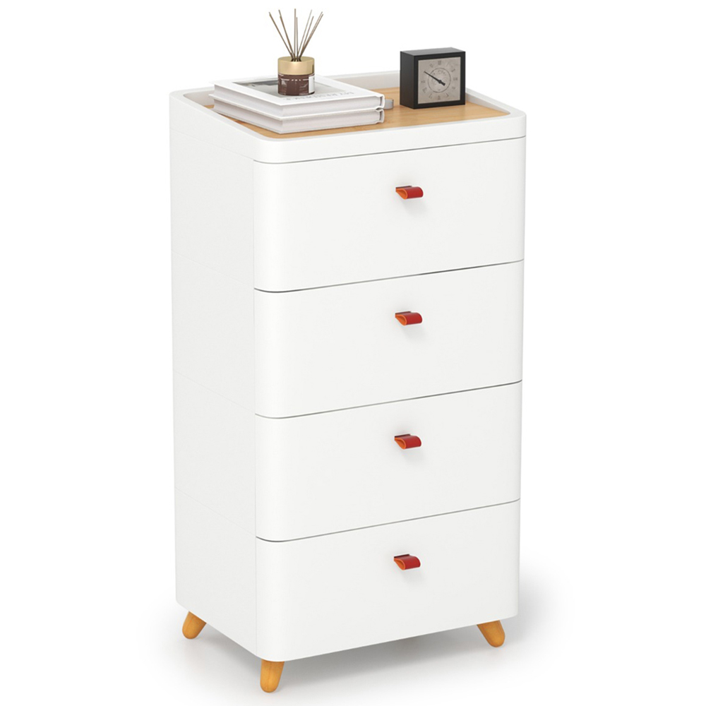 Costway 4 Drawer White Storage Cabinet with Removable Organizer Tray Image 3