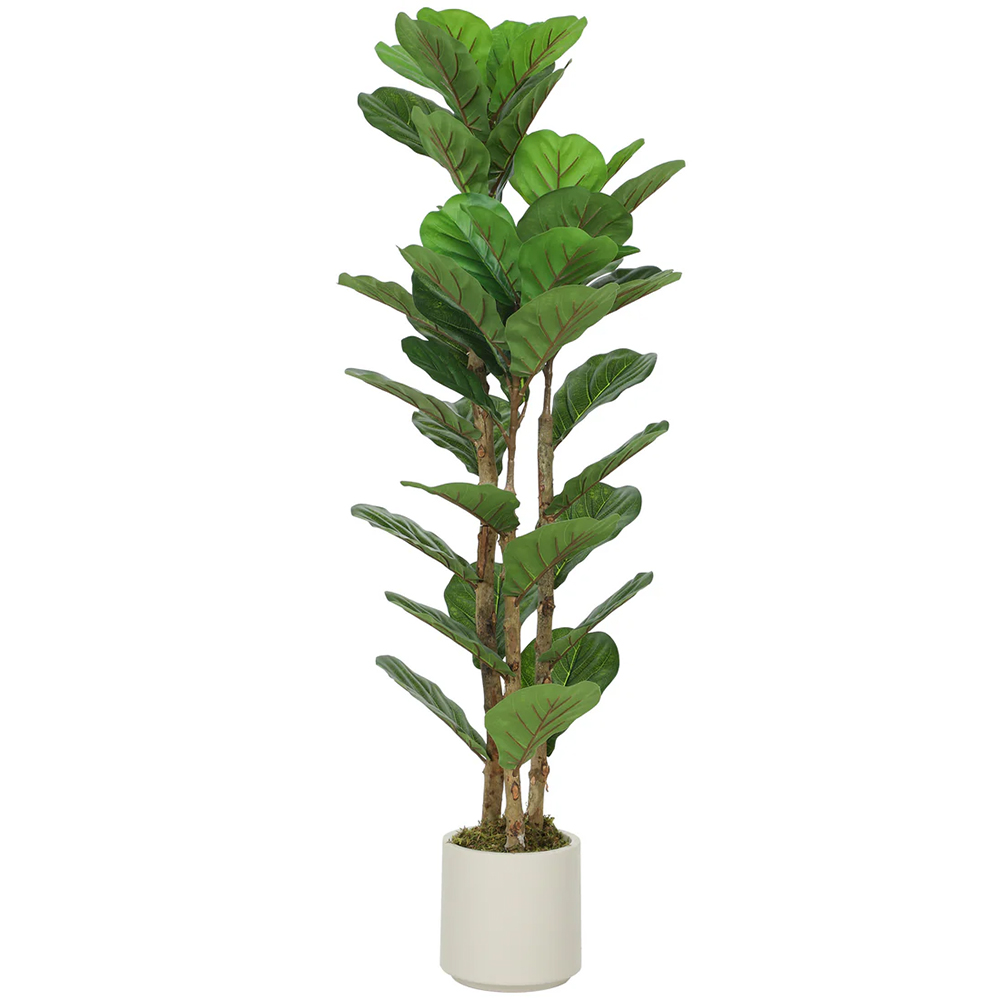 HOMCOM Fiddle Leaf Artificial Fig Tree with Solid Wood Trunks 120cm Image