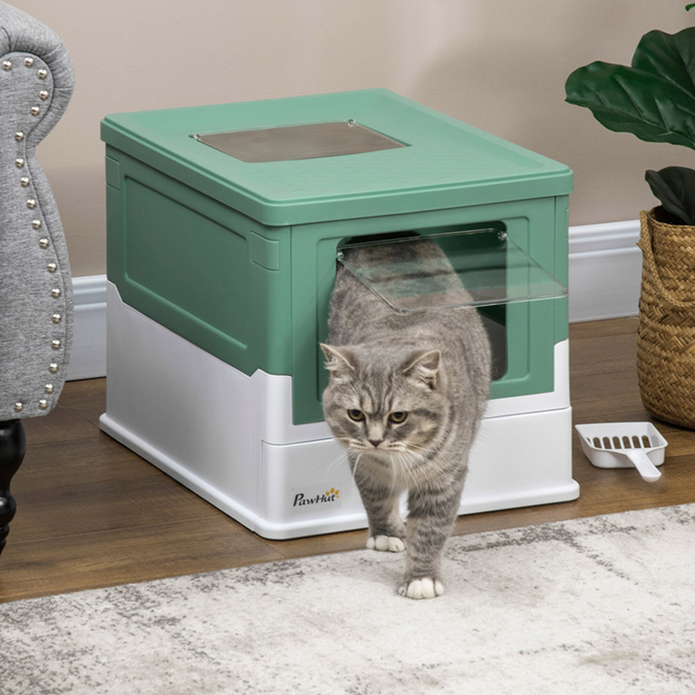 PawHut Green Buckle Lid Cat Litter Box 47.5 x 35.5 x 36.7cm Image 4