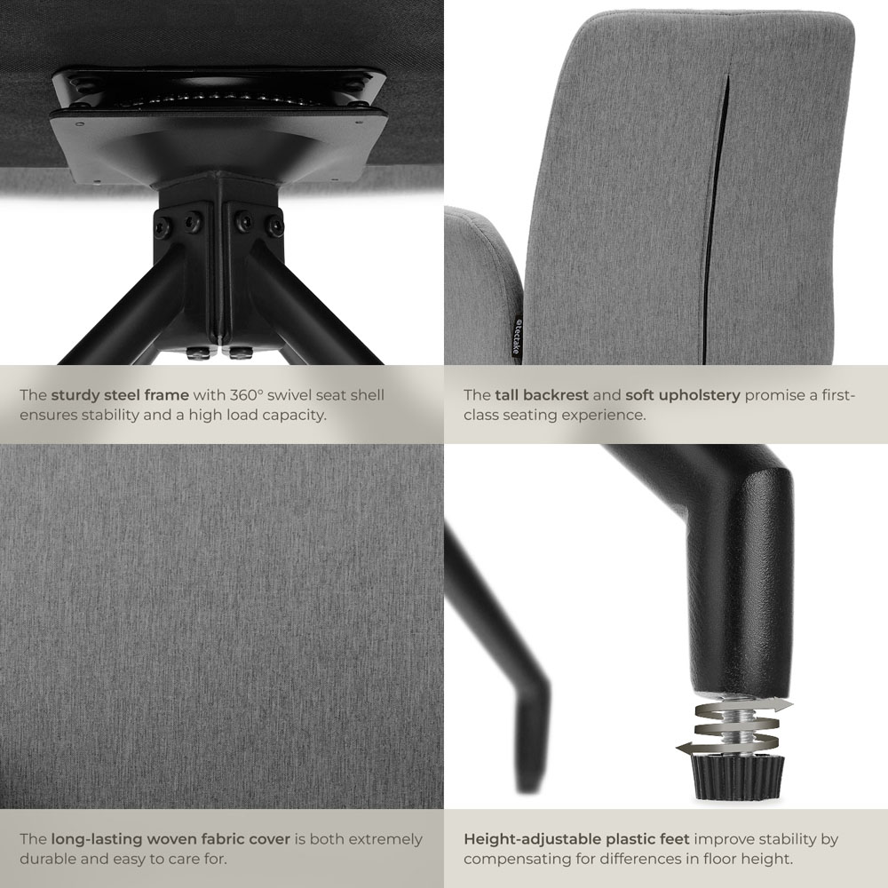 tectake Daya Set of 2 Anthracite Upholstered Swivel Chair Image 6