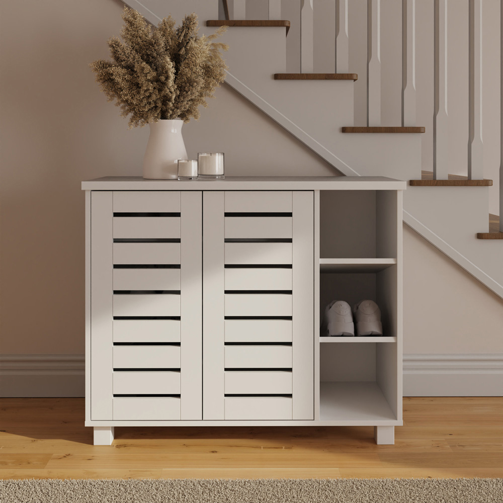 GFW Bodie 2 Door 3 Shelf White Shoe Cabinet Image 7