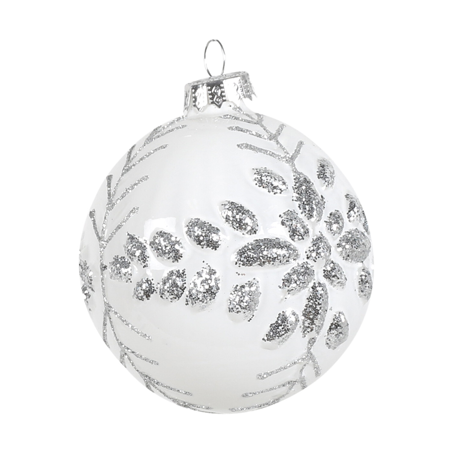 Single Frosted Fairytale Silver Glitter Bauble in Assorted styles Image 3