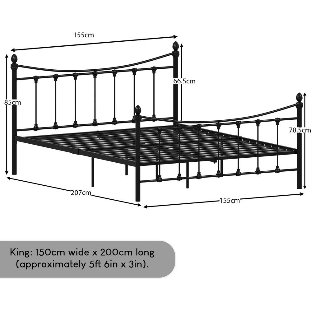 Vida Designs Paris King Size Black Metal Bed Frame Image 8