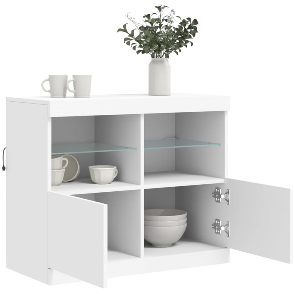 vidaXL 4 Door 4 Shelf White LED Sideboard Image 4