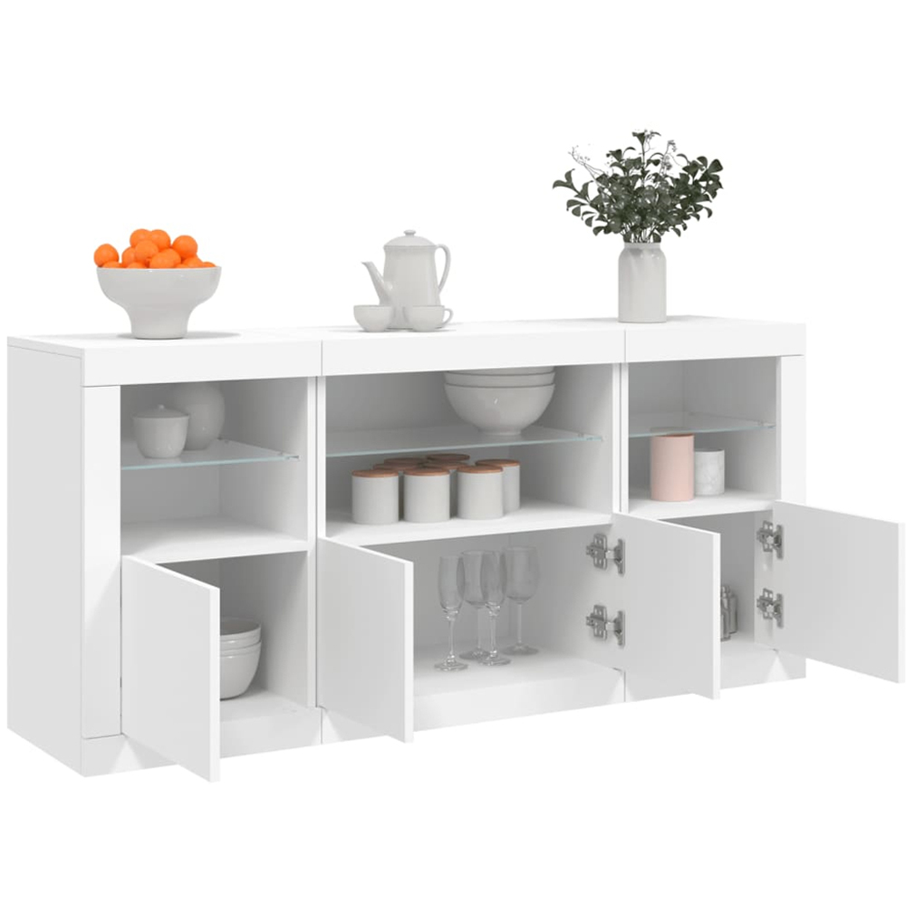 vidaXL 4 Door 6 Shelf White LED Sideboard Image 4