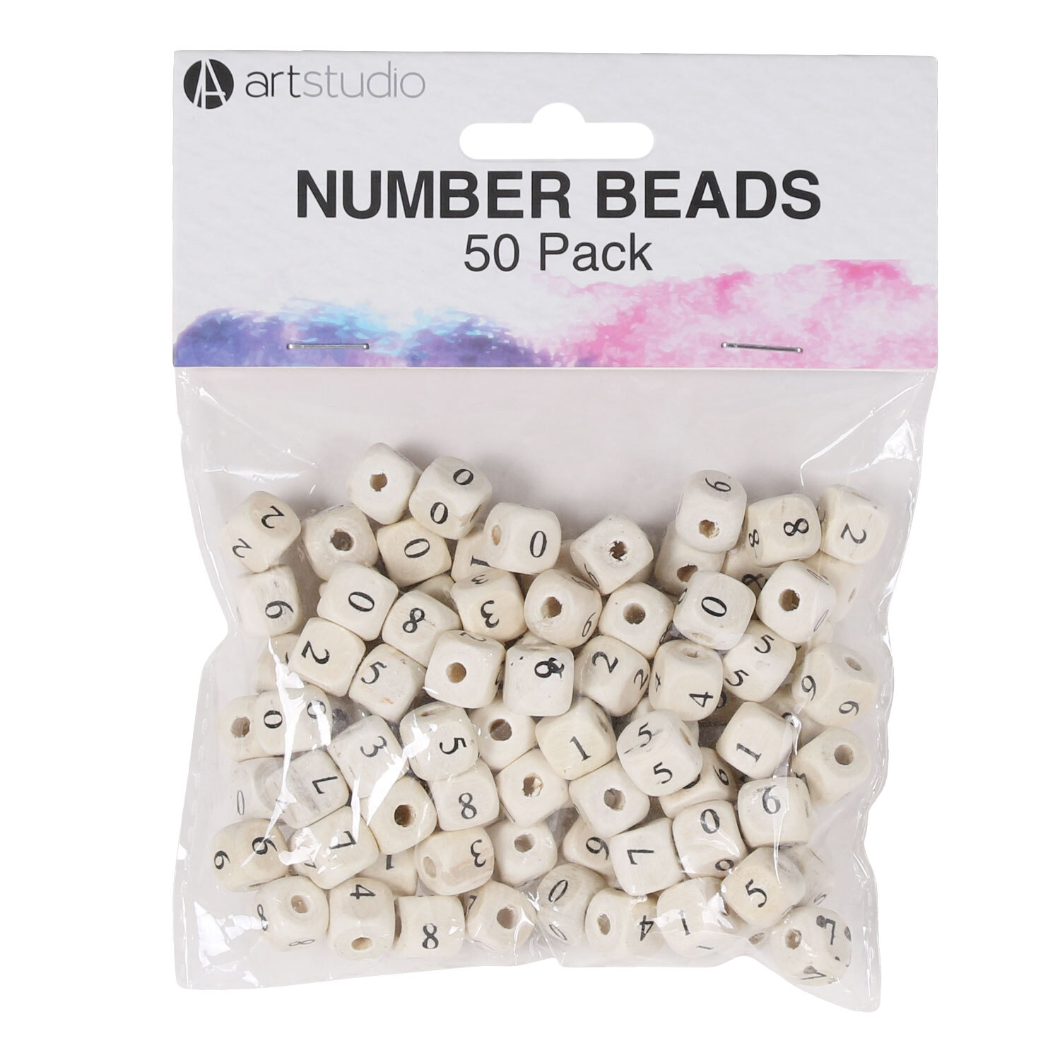 Pack of 50 Art Studio Number Beads with Cord Image