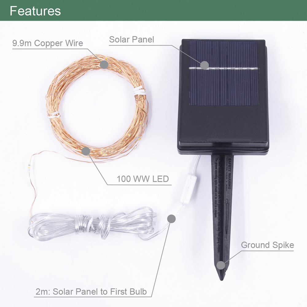Garden Kraft Warm White 100 Micro Copper Solar LED String Light Image 8