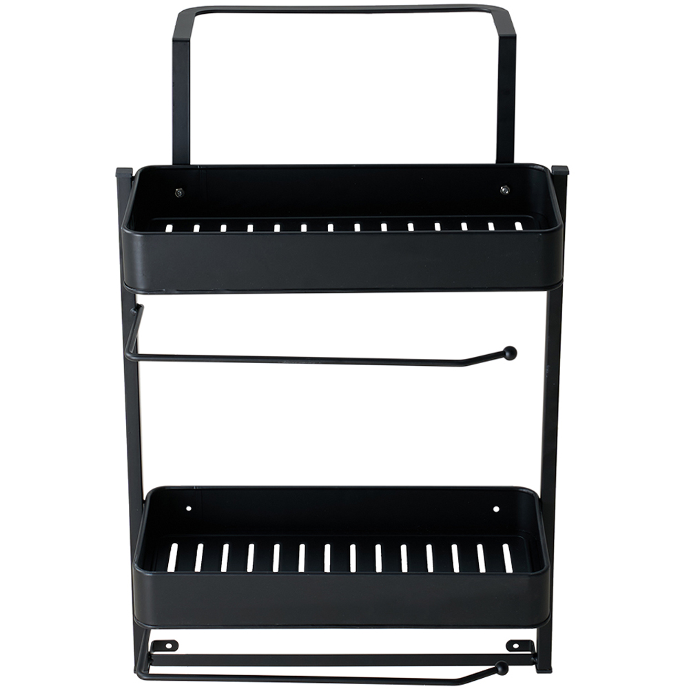 Living and Home 2 Tier Black Carbon Steel Multi Use Kitchen and Fridge Storage Rack Image 2