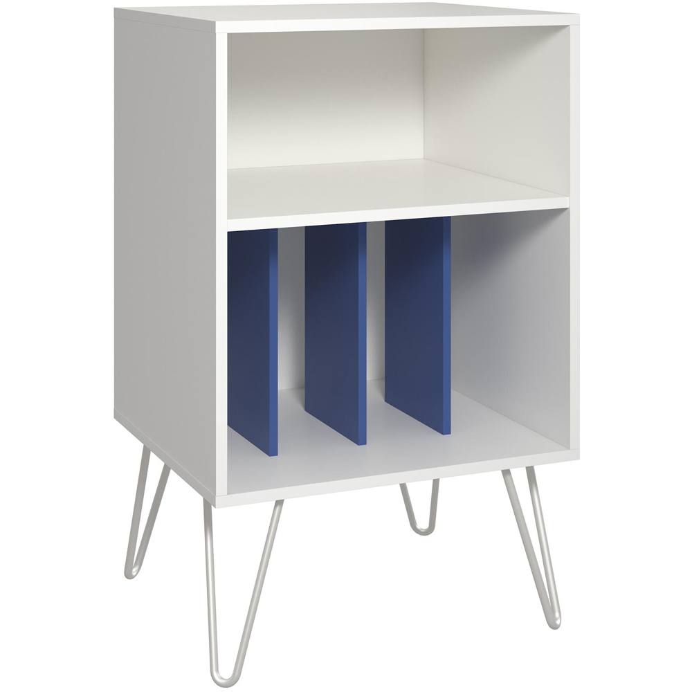 Novogratz 5 Shelf White and Blue Harmony Turntable Stand Image 4