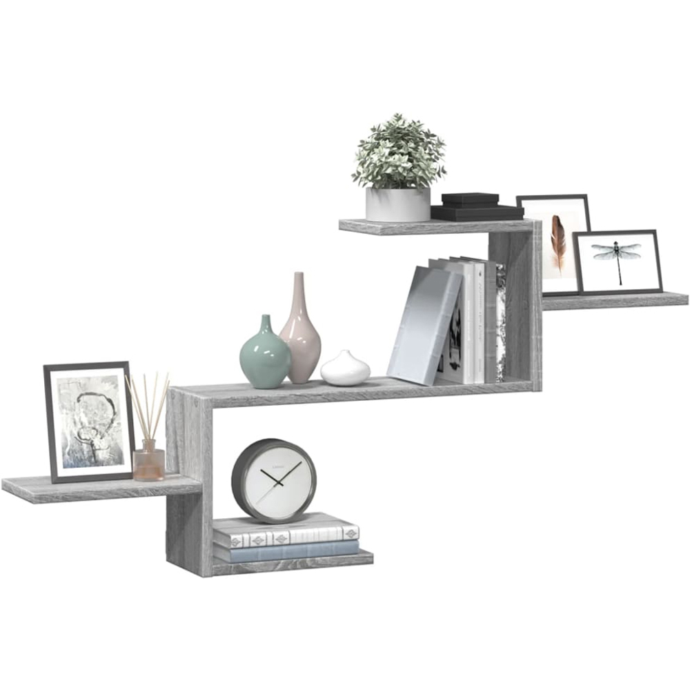 vidaXL 104 x 15 x 49cm Grey Sonoma Oak Wall Shelf Image 2