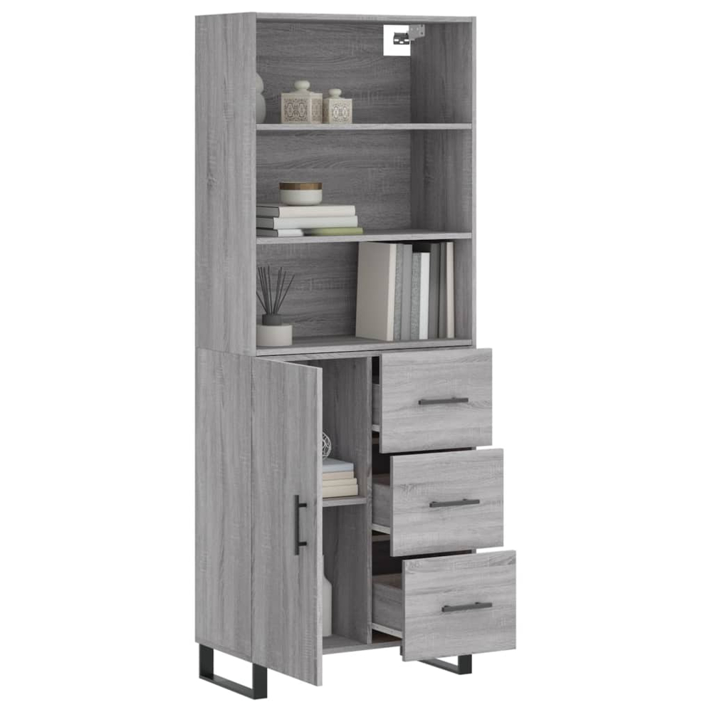 vidaXL Single Door 3 Drawer 3 Shelf Grey Sonoma Highboard Image 3
