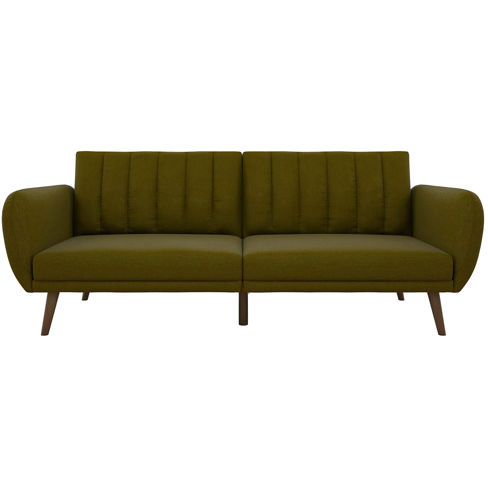 Novogratz Brittany 3 Seater Green Linen Sofa Bed with Wooden Legs Image 3