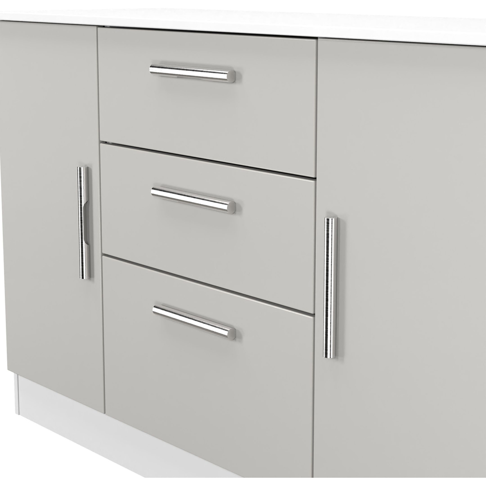 Crowndale Contrast 2 Door 3 Drawer Grey Matt and White Sideboard Ready Assembled Image 4