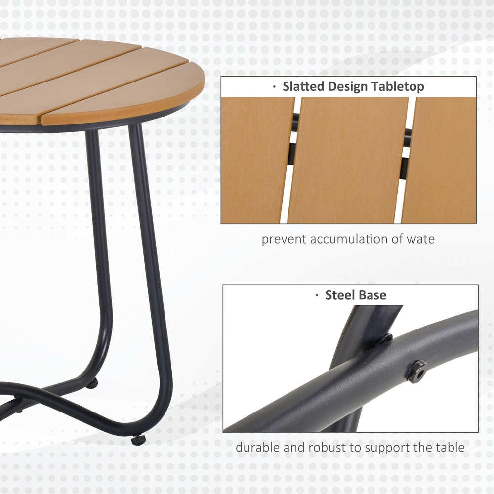 Outsunny Natural Wood and Black Round Outdoor Side Table Image 7