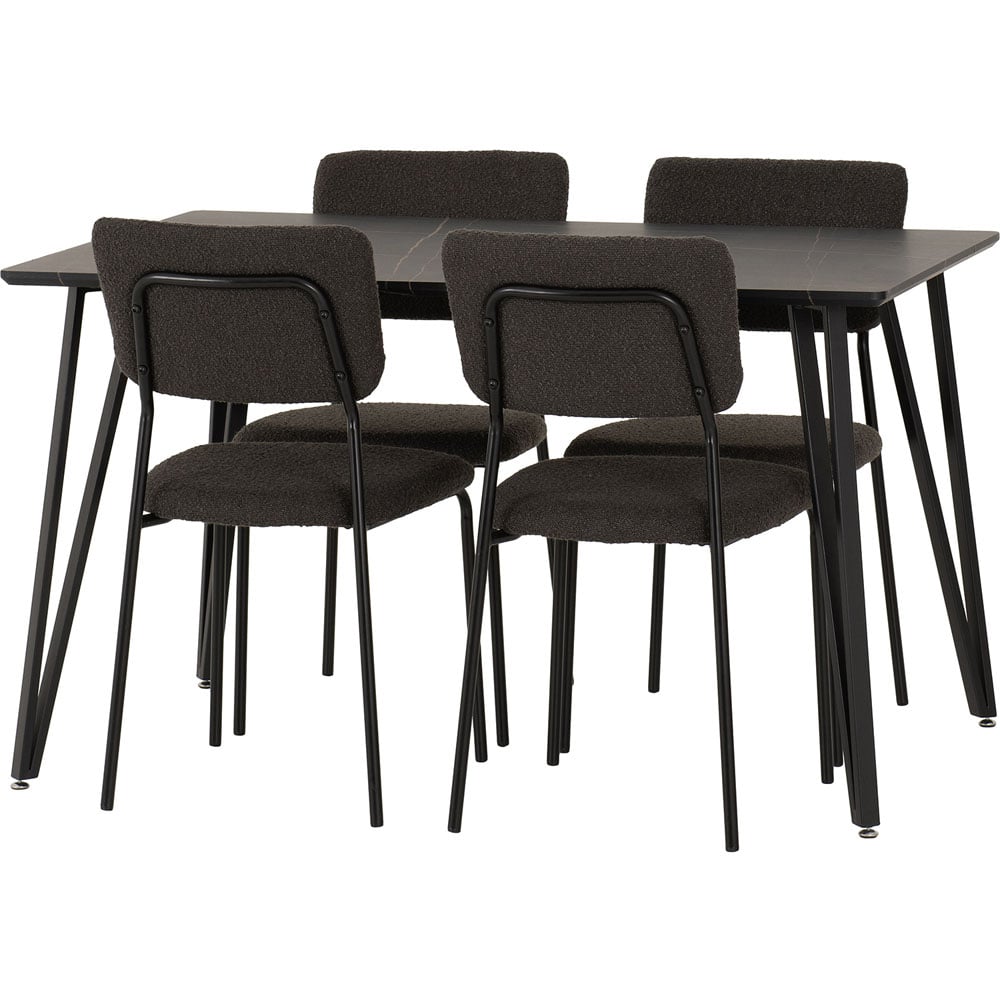 Seconique Marlow and Sheldon 4 Seater Dining Set Black Marble and Grey Boucle Fabric Image 2