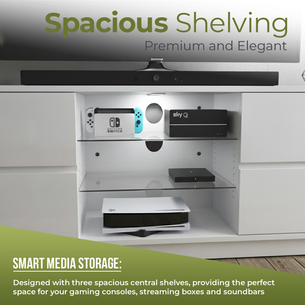 Centurion Supports Avitus 4 Drawer 3 Shelf Premium High Gloss White TV Unit Image 7