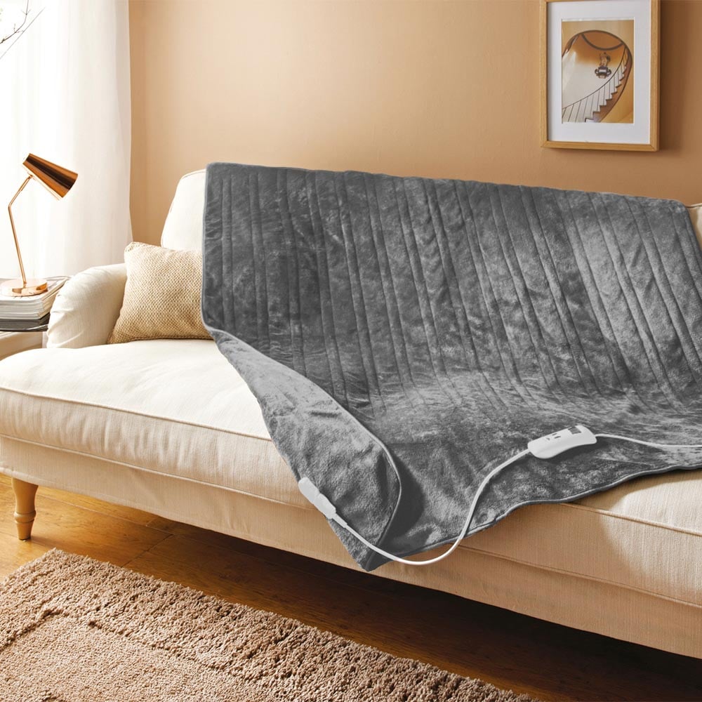 Bauer Luxury Grey Soft Touch Heated Throw 120 x 160cm Image 4