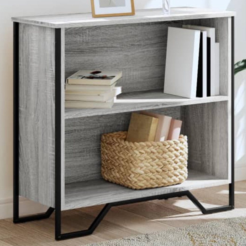 vidaXL 2 Shelf Grey Sonoma Bookcase Image 1