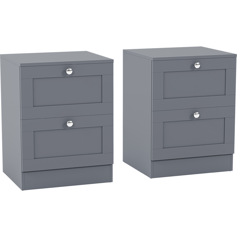 VIDA DESIGNS Altino 2 Drawer Grey Shaker-Style Bedside Chest Set of 2 Image 2