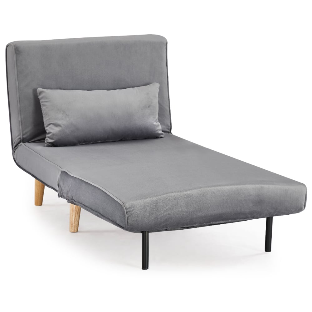 Home Detail Kendal Single Sleeper Grey Velvet Chair Bed Image 2