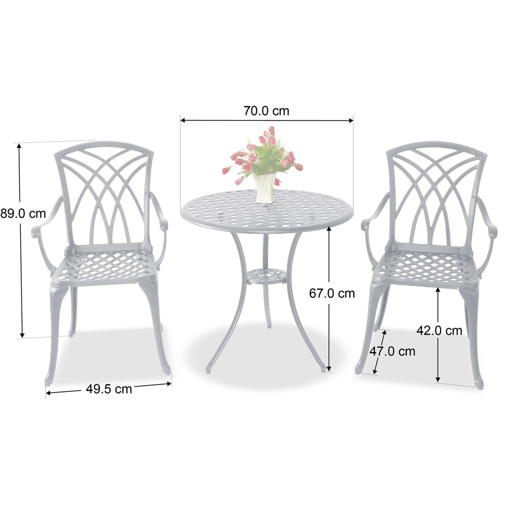 Centurion Supports OSHOWA 2 Seater Grey Aluminium Bistro Set with Table Image 9