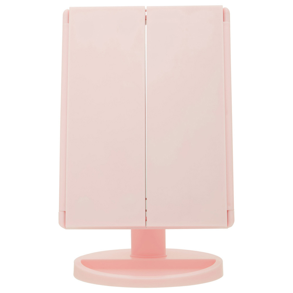 Premier Housewares Cassini Tri Fold Pink LED Table Mirror Image 3