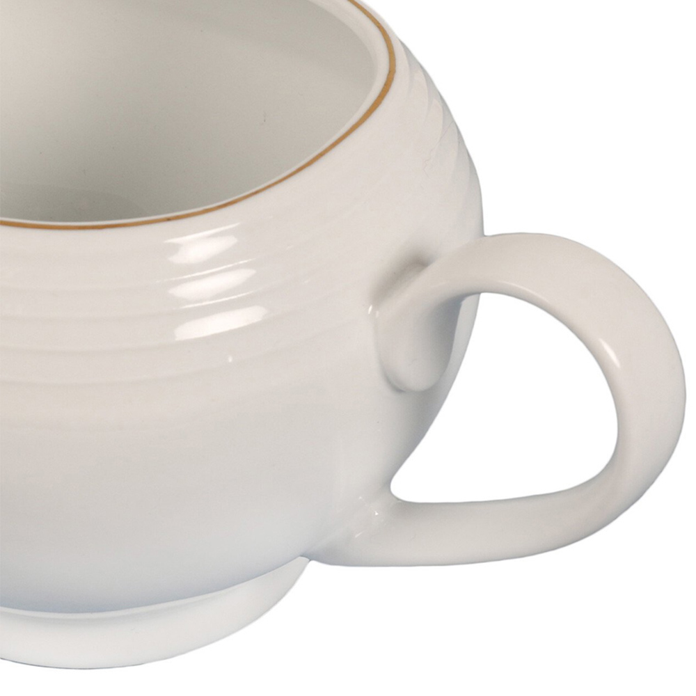 Parisa Embossed White Gravy Boat Image 4