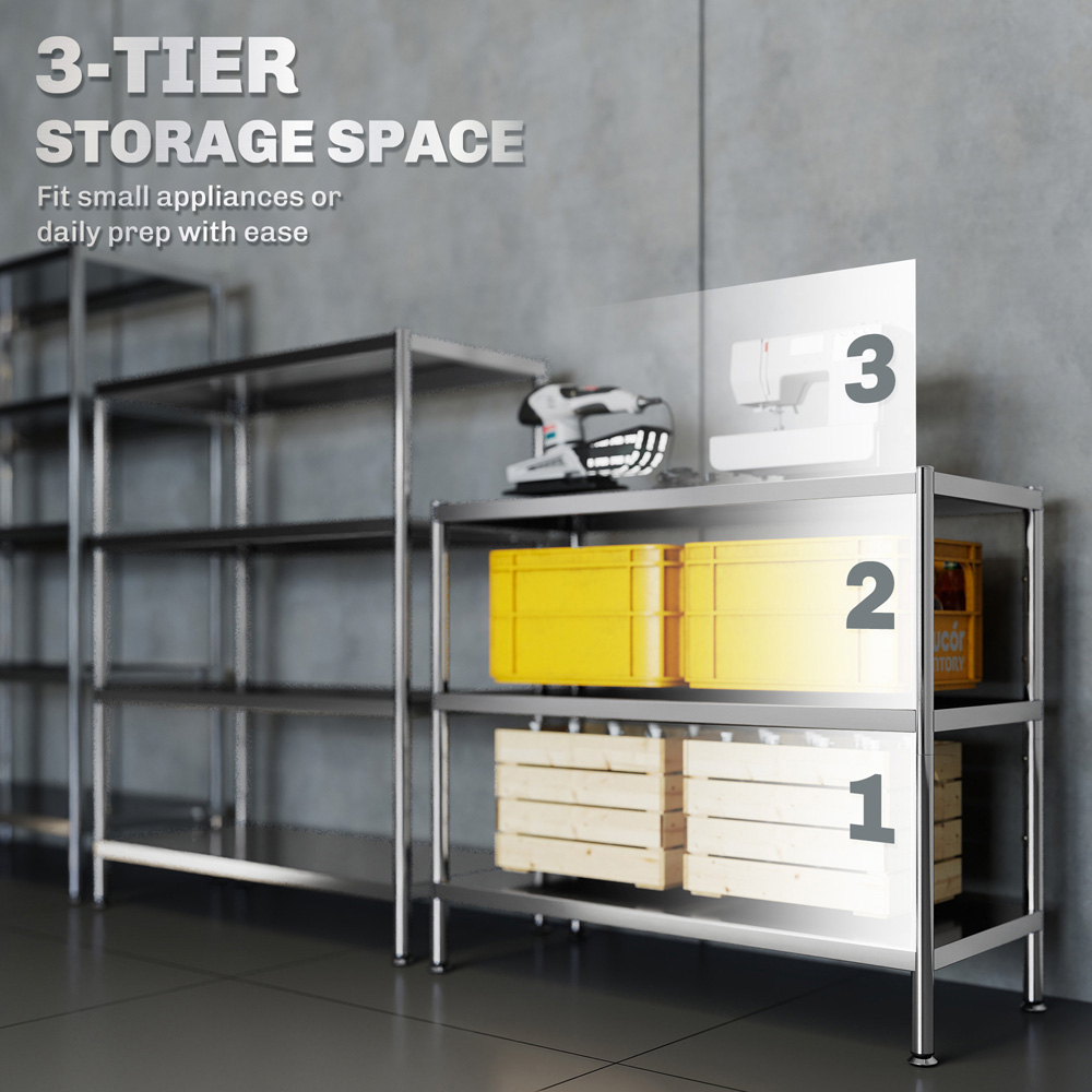 Portland 3 Tier Stainless Steel Bakers Rack Image 5