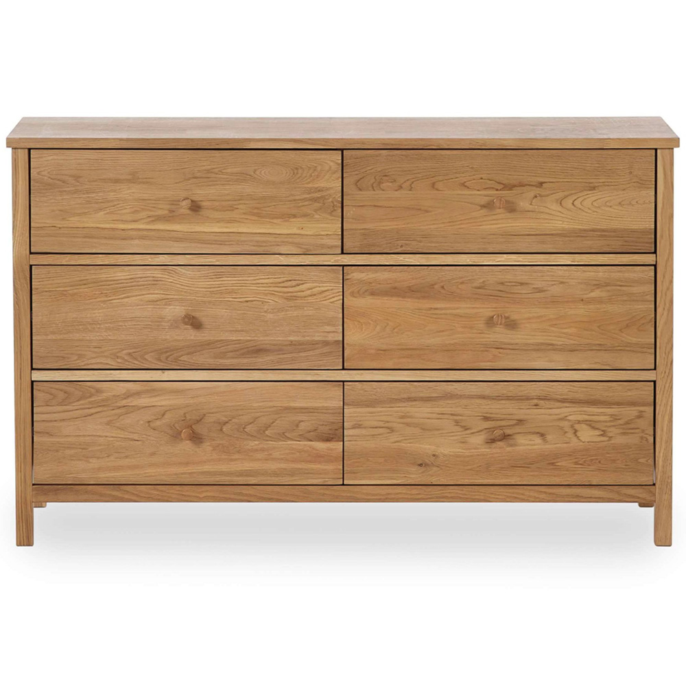 Julian Bowen Coxmoor 6 Drawer Solid Oak Wide Chest of Drawers Image 4