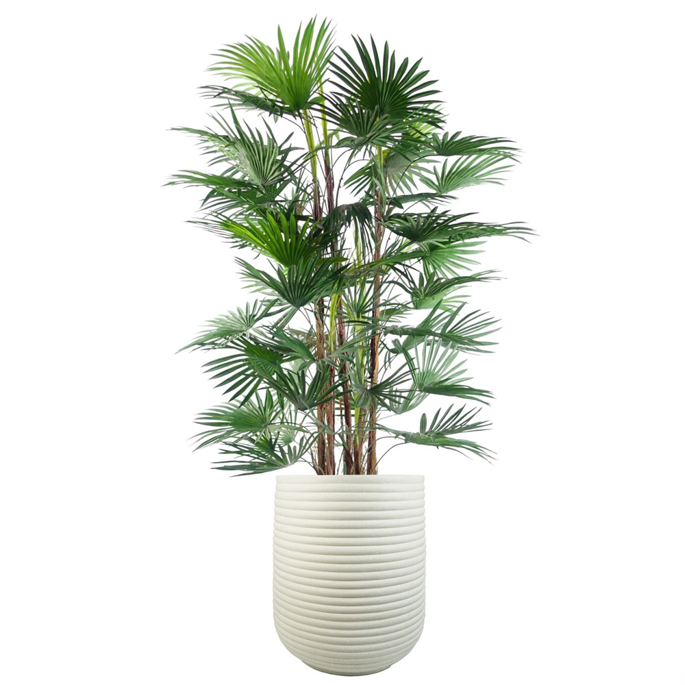 Leaf Mikos White Ridged Composite Planter 46 x 40cm Image 2