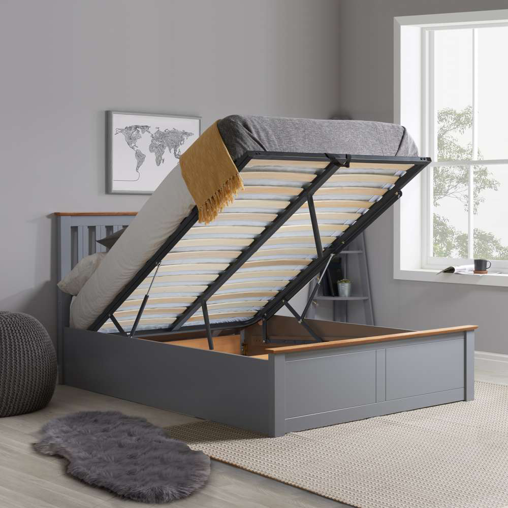 Phoenix Small Double Stone Grey Ottoman Bed Image 8