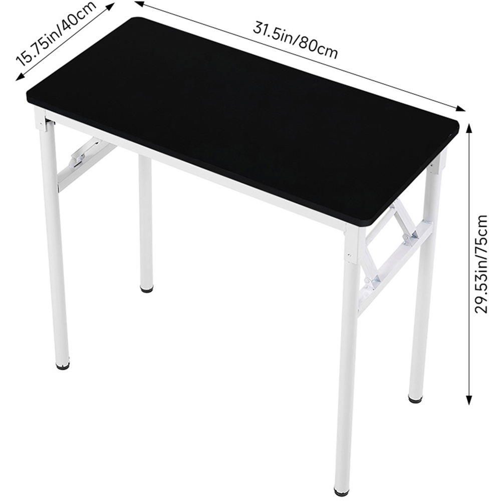 Living and Home Metal Frame Foldable Laptop Desk with Adjustable Feet Black and White Image 9