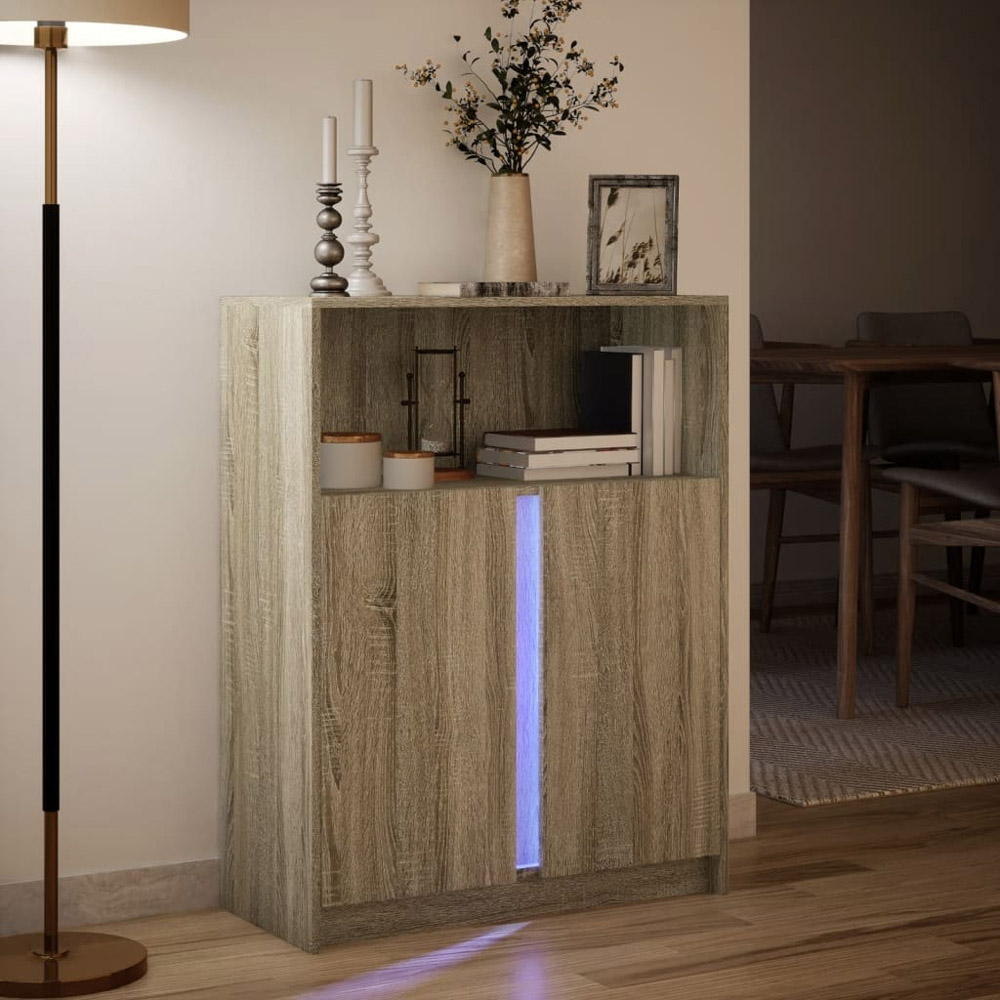 vidaXL 2 Door Single Shelf Sonoma Oak Sideboard with RGB LED Lights Image 5
