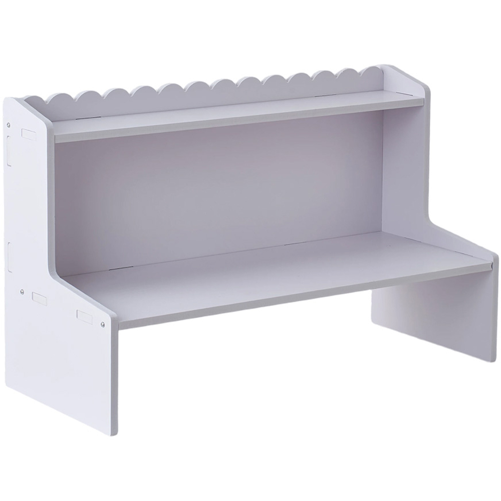Living and Home 2 Shelf White Desktop Storage Shelf with Raised Base Image 2