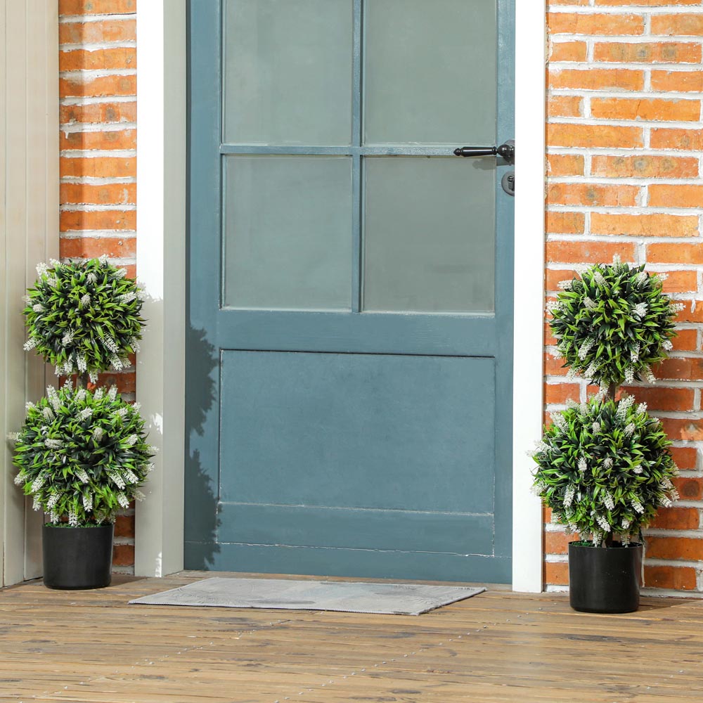 Portland White Lavender Flower Artificial Plant in Pot 2 Pack Image 2