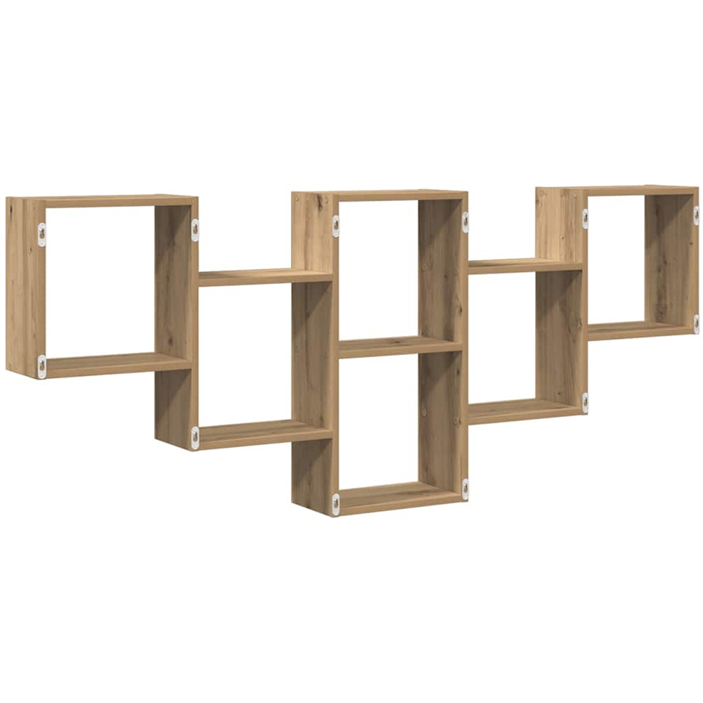 vidaXL 8 Shelf Artesian Oak Floating Wall Shelf Image 5