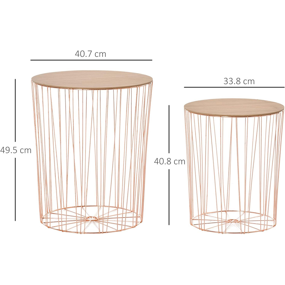 Portland Modern Rose Gold Bedside Tables with Storage Set of 2 Wilko