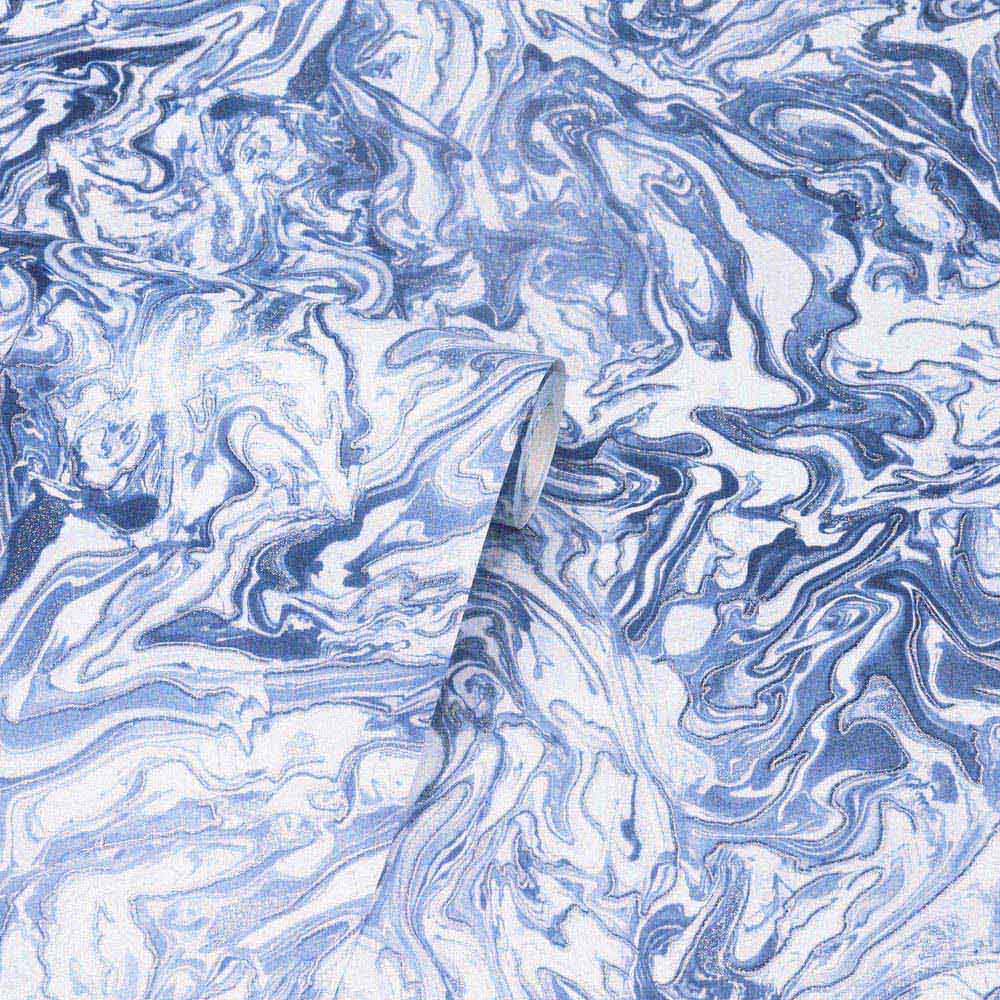 Arthouse Liquid Marble Navy Wallpaper Image 2